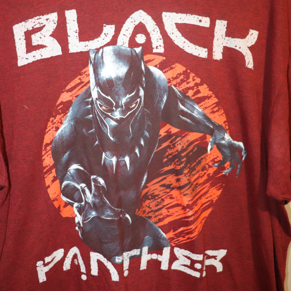Black Panther Marvel Hero Cat Shirt Red XL